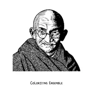 Image à colorier d’un portrait réaliste de Mahatma Gandhi