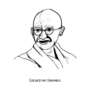 Image à colorier facile de Mahatma Gandhi