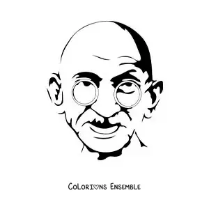 Image à colorier facile du visage de Gandhi
