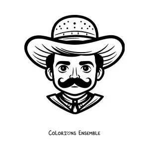 Image à colorier facile d’Emiliano Zapata version dessin animé