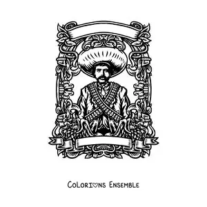 Image à colorier d’Emiliano Zapata pendant la Révolution mexicaine