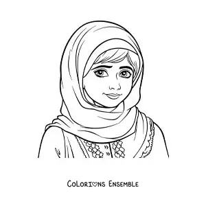 Image à colorier d’un dessin de Malala Yousafzai