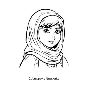 Image à colorier de Malala Yousafzai en dessin animé de style anime