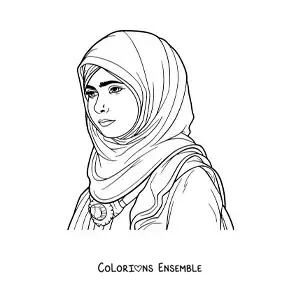 Image à colorier de Malala, lauréate du prix Nobel de la paix, en dessin animé