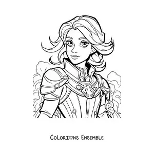 Image à colorier d'un dessin pour enfants de Jeanne d'Arc