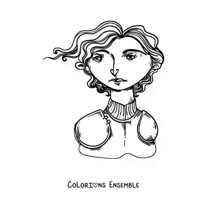 Image à colorier d'un dessin facile de Jeanne d'Arc