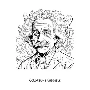 Image à colorier d'un portrait réaliste d'Albert Einstein