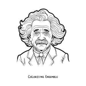Image à colorier d'un dessin d'Albert Einstein