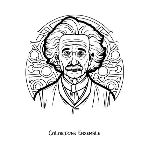 Image à colorier d'Albert Einstein le scientifique en dessin animé