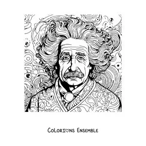 Image à colorier d'un portrait amusant d'Albert Einstein