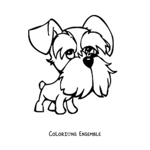 Image à colorier d’un schnauzer en dessin animé