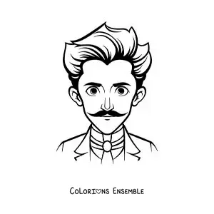 Image à colorier d'un dessin de Nikola Tesla