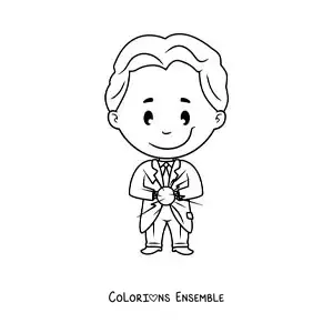 Image à colorier d'un dessin pour enfants de Nikola Tesla