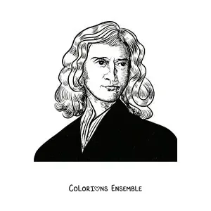 Image à colorier d'un portrait d'Isaac Newton