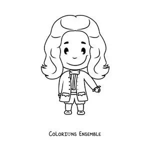 Image à colorier d'un dessin facile d'Isaac Newton pour les enfants