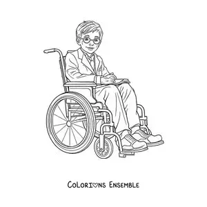 Image à colorier de Stephen Hawking en dessin animé