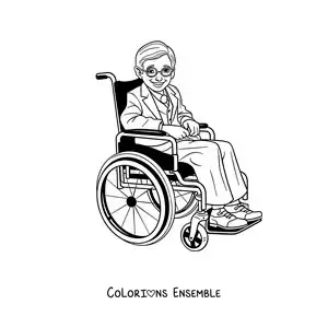 Image à colorier d'un dessin de Stephen Hawking