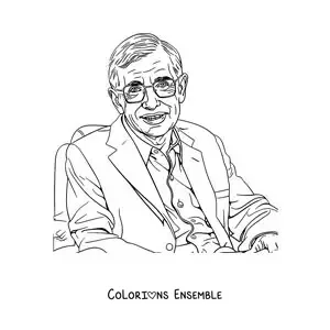 Image à colorier d'un portrait de Stephen Hawking