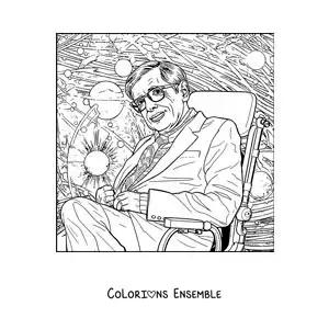 Image à colorier de Stephen Hawking et de l'univers