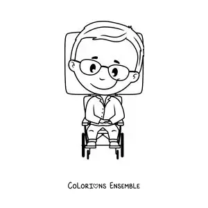 Image à colorier d'un dessin facile de Stephen Hawking