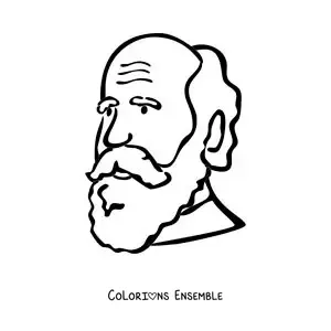 Image à colorier d'un dessin de Charles Darwin