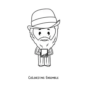 Image à colorier d'un dessin facile de Charles Darwin pour les enfants