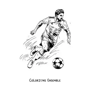 Image à colorier de Lionel Messi jouant au football