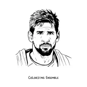 Image à colorier d'un portrait de Lionel Messi