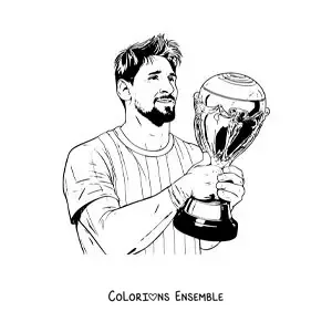 Image à colorier de Lionel Messi champion du monde