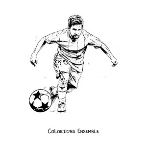 Image à colorier de Lionel Messi lors d'un match de football