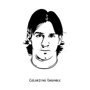 Image à colorier d'un portrait facile de Messi en dessin animé