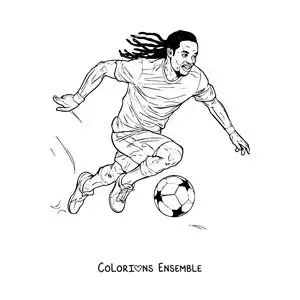 Image à colorier de Ronaldinho jouant au football