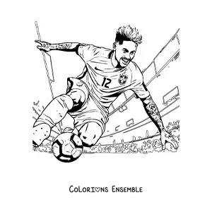 Image à colorier de Neymar marquant un but