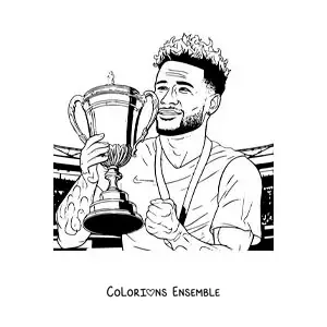 Image à colorier de Neymar champion avec une coupe