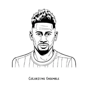 Image à colorier d’un portrait réaliste de Neymar