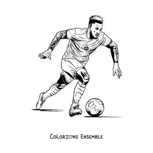 Image à colorier de Neymar pendant un match de football