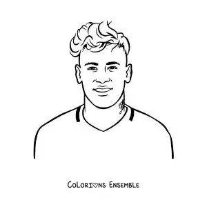 Image à colorier du jeune Neymar version dessin animé