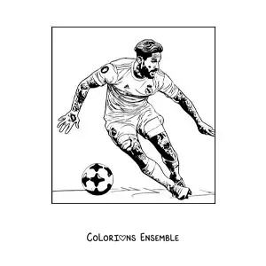 Image à colorier de Sergio Ramos aux cheveux longs en train de jouer au football