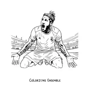 Image à colorier de Sergio Ramos célébrant un but