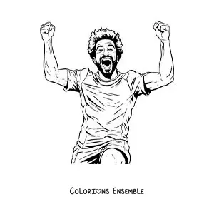 Image à colorier de Mohamed Salah célébrant un but