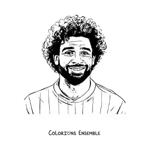 Image à colorier d’un portrait réaliste de Mohamed Salah