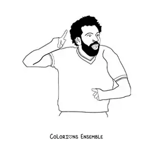 Image à colorier d’une caricature de Mohamed Salah