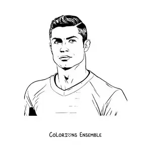 Image à colorier d’un portrait de Cristiano Ronaldo version dessin animé