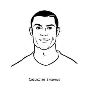 Image à colorier d’un portrait facile de Cristiano Ronaldo