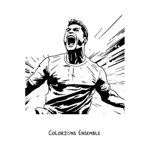 Image à colorier de Cristiano Ronaldo en train de célébrer