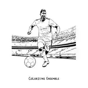 Image à colorier de Cristiano Ronaldo réaliste pendant un match de football