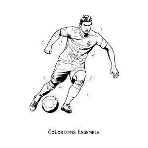 Image à colorier de Cristiano Ronaldo marquant un but