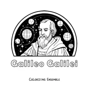 Image à colorier de Galilée avec les planètes
