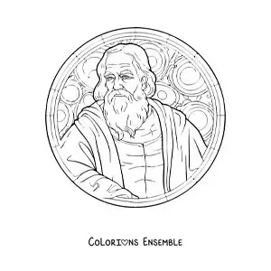 Image à colorier de Galilée en style réaliste