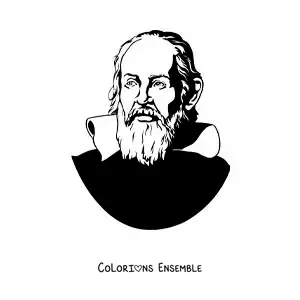 Image à colorier d’un portrait réaliste de Galilée